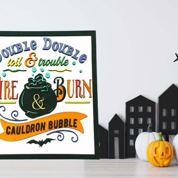 Double Double Toil & Trouble Wall Sign - Picture 2 of 6